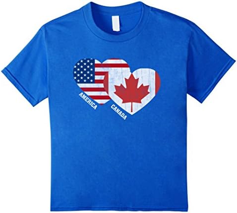 Kids Canada Flag T-Shirt Canadian American Flag Tee Shirt 10 Royal Blue