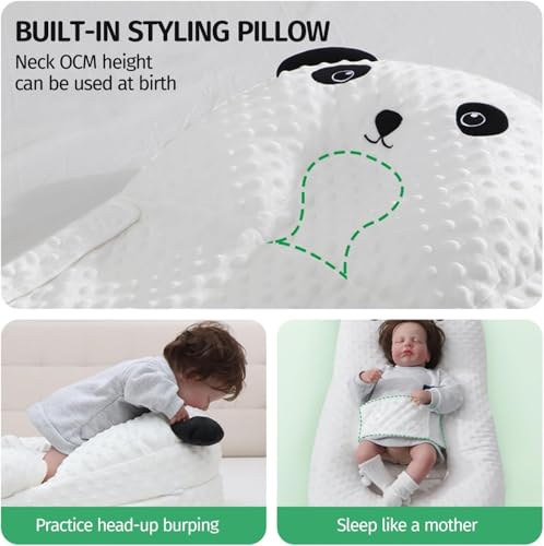 Nursing Pillow for Baby Feeding & Sleep - Soft Comfort Design with Removable Washable Cover, Gentle Incline to Ease Discomfort, Cozy Lounger for Infants, Newborn Essentials Gift Set (White)