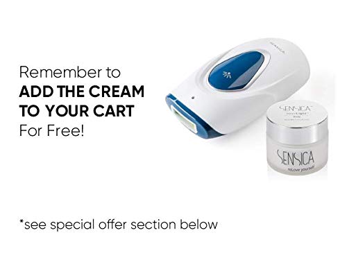 Sensilight Permanent Hair Removal Device for Women. Using IPL Technology. Great body and facial hair remover + Click \'Add Both\' To receive a Free cream! (Blue)