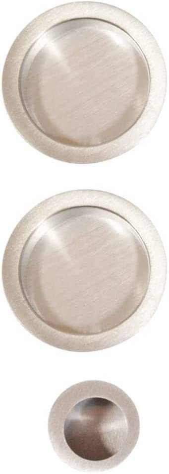 bricoleva.it Sliding Door Lock Kit Round Blind Rosette Without Lock, Handle with Lock for Sliding Door (Satin Chrome)