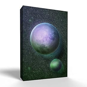 Canvas Wall Art - Galaxy Colorful Super Big Red Moon for Living Room - Modern Home Art Stretched and Framed Ready to Hang - 12x18 inches