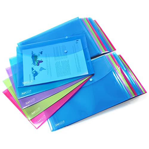 Rapesco 1678 ECO Recycled Popper Wallets, A4+, Pack of 40