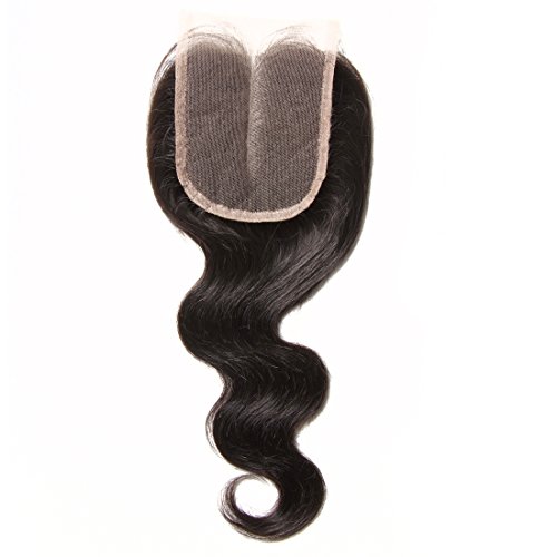 B&F Hair Brazilian Virgin Hair 1piece Body Wave Middle Part Lace Closure 100% Human Hair Natural Color 30-35g/pc (16inch Closure)