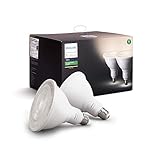 Philips Hue White Outdoor PAR38 13W Smart Bulbs (Philips Hue Hub required), 2 White PAR38 LED Smart Bulbs, Works with Alexa, Apple HomeKit and Google Assistant (Renewed)
