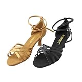 Danzcue Women Straps Satin Salsa Ballroom Latin Dance Shoes