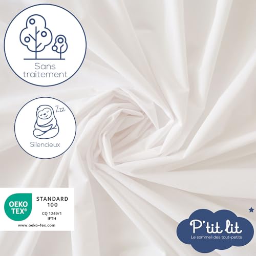P'TIT Lit - Mattress Protector 80 x 160 cm - Waterproof Baby Mattress Cover - for Cottage Bed Mattress - Washable at 90 °C - Breathable and Quiet - No Chemical Treatment