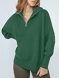 ANRABESS Women's Long Sleeve 1/4 Zipper Collar Drop