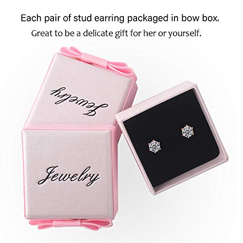 DOMEI Sterling Silver Stud Earrings Cubic Zirconia, Hypoallergenic Diamond Stud Earrings, Cubic Zirconia Earrings Studs for Women(Rose gold)