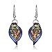 Murano-style Glass Blue Twisted Leaf Earrings