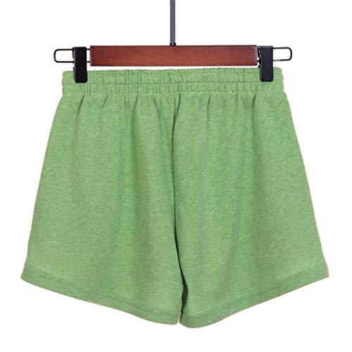 Women Short Pants, JOYFEEL ❤️ Ladies Cotton Linen Casual Elastic Waist Pants Drawstring Solid Summer Walking Shorts Green
