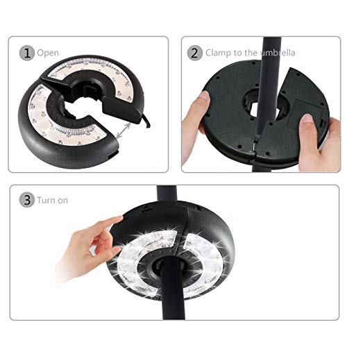 Baner Garden TD38 Patio Umbrella Light,Cordless 24 LED Night Lights,Umbrella Pole Light for Patio Umbrella or Outdoor Use (Black) - Thumbnail 2