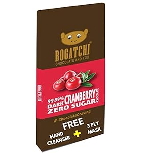 BOGATCHI Vegan Chocolate | 99.99% Dark | Cranberry | Gluten Free, 80 gm