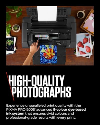 Canon PIXMA PRO-200S Printer - Vibrant Colour Printing, Versatile Media Handling, A3+ Size - 8-Colour Dye-based Ink - 2 Paper Feeds, 1 Multi-Purpose Tray - Easy to Use