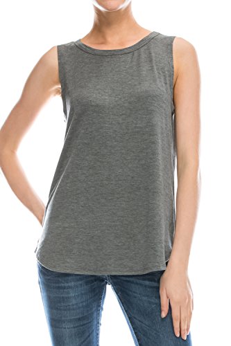 image for EttelLut Flowy Loose Fit Rayon Knit Tank Tops: Regular and Plus Size W