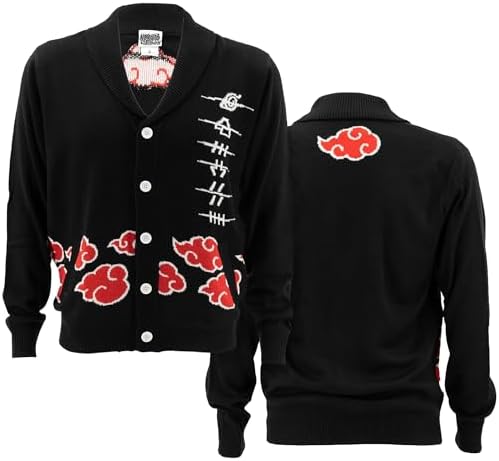Naruto Shippuden Men's Akatsuki Red Cloud Ugly Sweater for