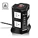 [Upgraded] Professional Power Strip 2100 Joule Surge Protector by Safemore, 6.5 Foot AWG14 Long Extension Cord 8 AC Outlets 4 Multi USB Charging Ports (4.2A) Smart Power Plug Socket (Black+White)
