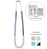 Goobie Baby Sophie Silicone Teething Necklace for Mom to Wear, Safe BPA Free Beads to Chew - Light Blue/Grey/Marble/Navy