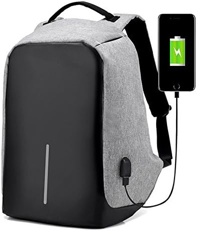 OUWO Anti-theft waterproof travel packsack. Business Laptop knapsack equipped with USB charge port, suitable for students and workers, suitable for 15.6 in. laptop and pad(grey).