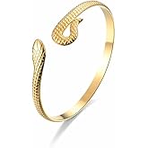 Snake Cuff Bracelet for Women Titanium Steel Open Snake Bracelet Bangle Exaggerated Animal Serpent Bracelet Wristband Ethnic Totem Jewelry Gifts