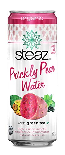 Steaz Prickly Pear Water, Green Tea, 12 OZ (Pear Water with Green Tea)