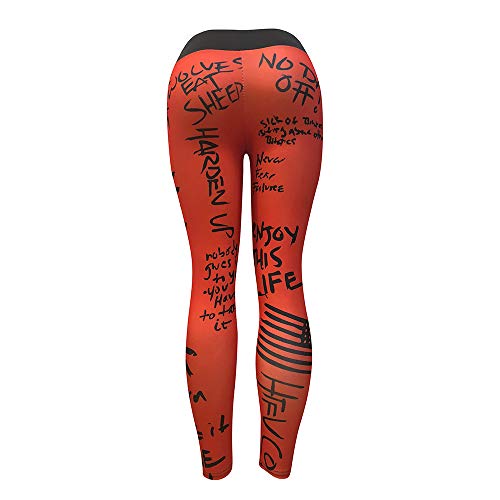 HTDBKDBK Yoga Pants for Women Letter Printed Fashion Workout Leggings Fitness Sports Gym Running Yoga Athletic Pants Red