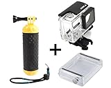 ADIKA Water Sports set for GoPro Floating Handle Hand Grip Monopod + 40m Clear for GoPro Hero LCD Waterproof Case Housing Skeleton (For GoPro Hero 3/3+/4) + LCD Touch Backdoor Accessories Bundle Kit