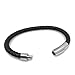 Loralyn Designs Unisex Black Braided Genuine Leather Bracelet with Stainless Steel Locking Clasp (7.5 Inch)