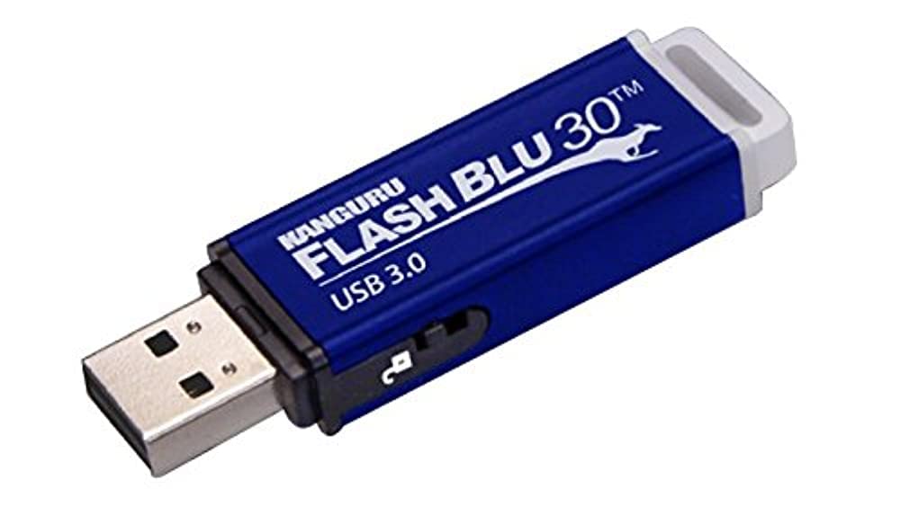 Kanguru FlashBlu30 – 64GB USB Flash Drive – Physical Write Protection Switch - Super Fast USB 3.0