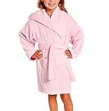 Turkish Hooded Terry Kids Bathrobes Boys and Girls (Pink, Small / Medium)