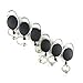 Honbay 6 Pieces of Premium Retractable Carabiner Badge Holder Reels with Key Ring and Badge Strap, Clip On Retractable ID Card Keychain - with Back Splint (Black)