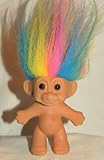 RAINBOW HAIR TROLL 4 Inch Russ Lucky Doll Figure (Red Yellow Pink Blue Hair)