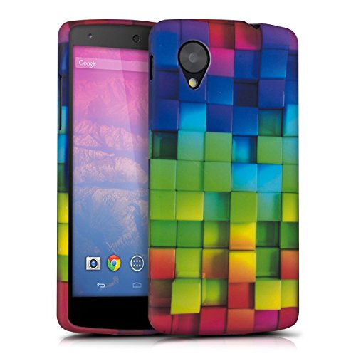 kwmobile TPU SILICONE CASE for LG Google Nexus 5 Design rainbow cubes multicolor green blue - Stylish designer case made of premium soft TPU