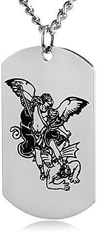 St Christopher Saint Michael Archangel Dog Tag Necklace Protect Us Religious Travelers Prayer-C13