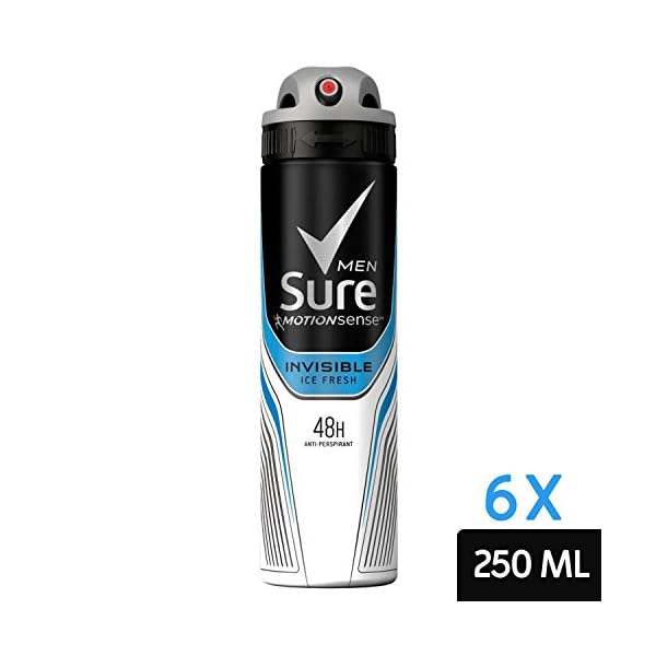 6 x Sure Men Invisible Ice Aerosol Anti-Perspirant Deodorant 250ml **Despatched within Double Wall Box**