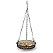 Gray Bunny Hanging Bird Feeder Tray with Strong Double-Loop Hanging Chains Steel Hanging Platform Bird Feeder Dish 9.25 inch (Dia) with 19 Inch Chains