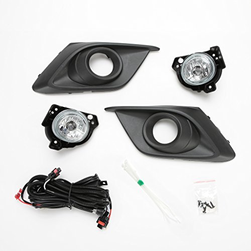 LEDIN For 2014 2015 2016 Mazda 3 Clear Fog Driving Light Kit w/Black Bezel Switch Bulbs
