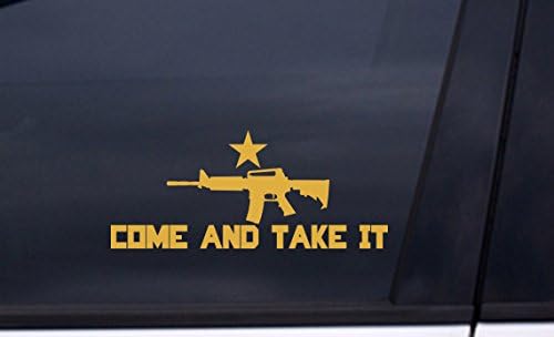 COME and TAKE IT vinyl decal 3"x7" METALLIC GOLD Free Shipping molon labe spartan military Sticker