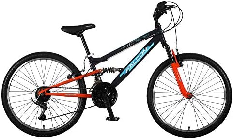 Falcon Neutron Boys 24 Inch Full Suspension Mountain Bike Grey Black/Orange