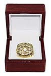 SAN FRANCISCO 49ERS (Joe Montana) 1981 SUPER BOWL XVI WORLD CHAMPIONS (Vs. Bengals) Vintage Rare & Collectible High-Quality Replica NFL Football Gold Championship Ring with Cherrywood Display Box