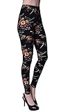 VIV Collection Regular Size Printed Brushed Leggings (Flower Surprise)
