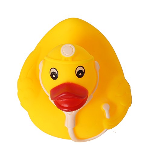 4.7" Yellow Ducks Rubber Bath Toy Pure Natural Cute Rubber Doctor Ducky with Stethoscope for Baby(No.A38123) - Thumbnail 5