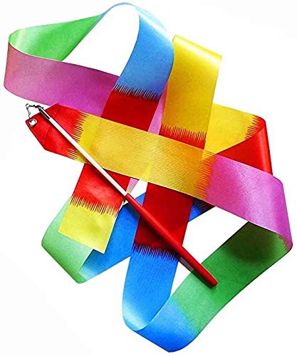 HOMEBT 2M Pieces Dance Ribbons Streamers Rhythmic Gymnastics Ribbon Wands for Kids Artistic Dancing, Baton Twirling Forge