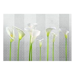 Arum Lilies with Gray Striped Heart Textured Background - Wall Mural, Removable Sticker, Home Decor - 66x96 inches