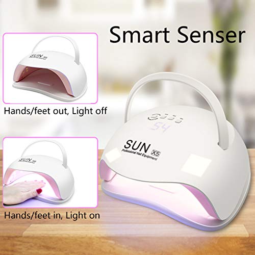 Gel UV LED Nail Lamp, 168W LED Nail Light for Gel Polish Nail Dryers with 4 Timers Professional Portable Gel Nail Polish Curing Lamps, Automatic Sensor UV Nail Light for Home and Salon