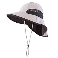 Connectyle Kids Summer Wide Brim UPF 50+ Mesh Sun Hats with Neck Flap UV Sun Protection Bucket Hat Gray