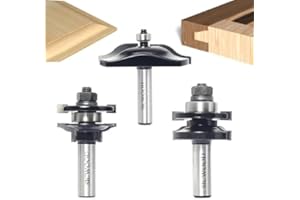 3PCS Cabinet Door Router Bits Set 1/2 Shank, Raised Panel Router Bits, Ogee Rail and Stile Router Bit Set, Professional Cabin