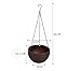 THUSIBER Hanging Basket Plastic Flower Pot Round Resin Garden Hanging Planter for Indoor Outdoor Plants 2 Pack Brown