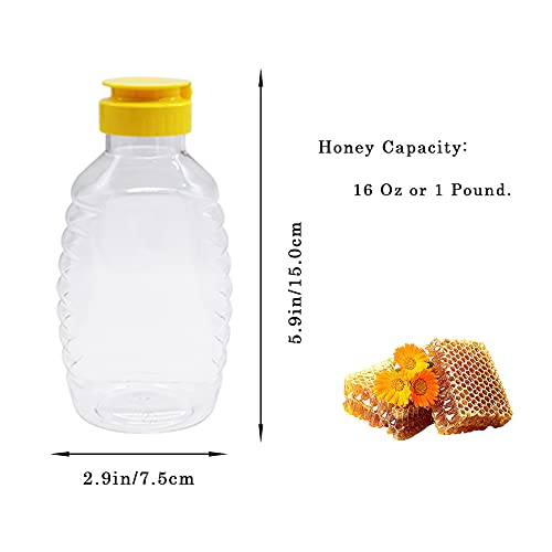 8 Pack 16oz Clear Plastic Honey Jars,Empty Honey Bottle Container