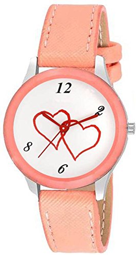 Swadesi Stuff Pink Color Analog Heart Shape dial Fashion Luxury Watch of Love for Women & Girls