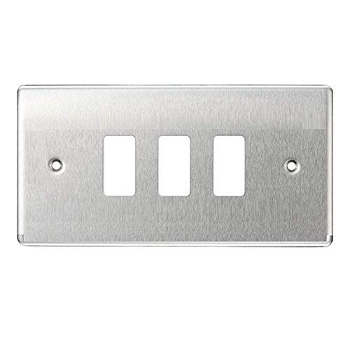 BG Electrical GNBS3 Nexus Metal Brushed Steel 3 Module Frontplate 86mm x 146mm